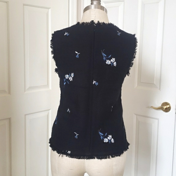 ANN TAYLOR Black Sleeveless Embroidered Top Floral Design - Picture 6 of 16
